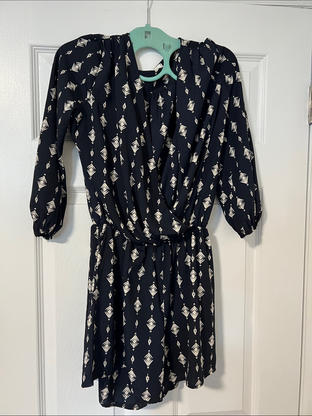 Navy Printed Surplice romper  Dress - Brand Unspecified